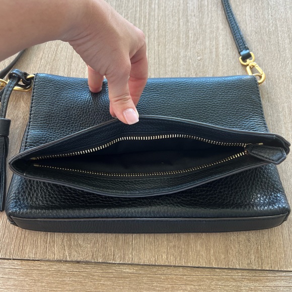 TORY BURCH Black Leather Fold Over Crossbody bag - Picture 5 of 8